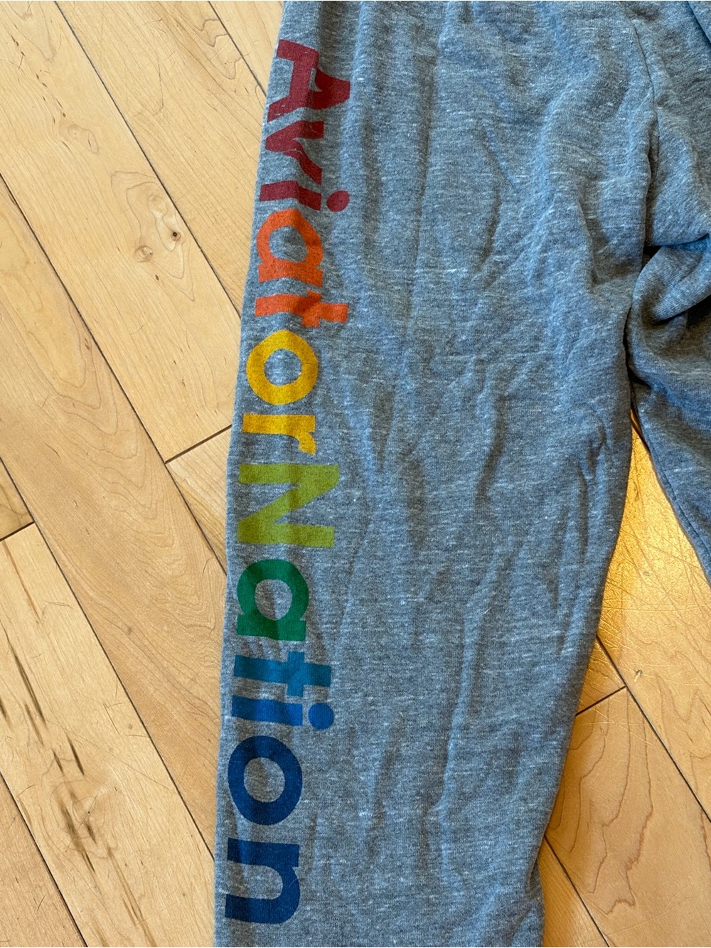 Aviator Nation Sweatpants Heather Grey Rainbow Logo on Leg size small - Picture 8 of 9